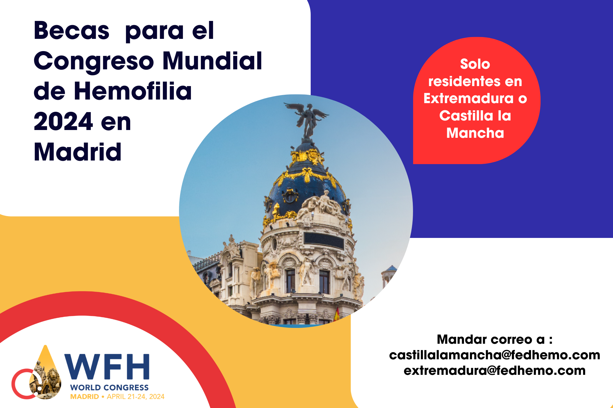 Disponibles las becas del Congreso Mundial de Hemofilia para socios de Extremadura y Castilla La Mancha