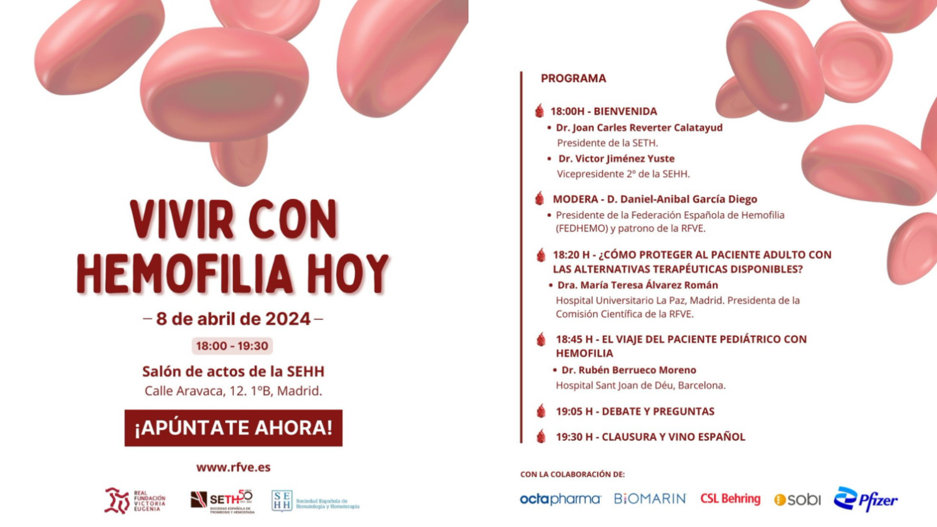 Daniel-Aníbal García asistirá de moderador a la jornada de presencial de RFVE: “Vivir con hemofilia hoy”