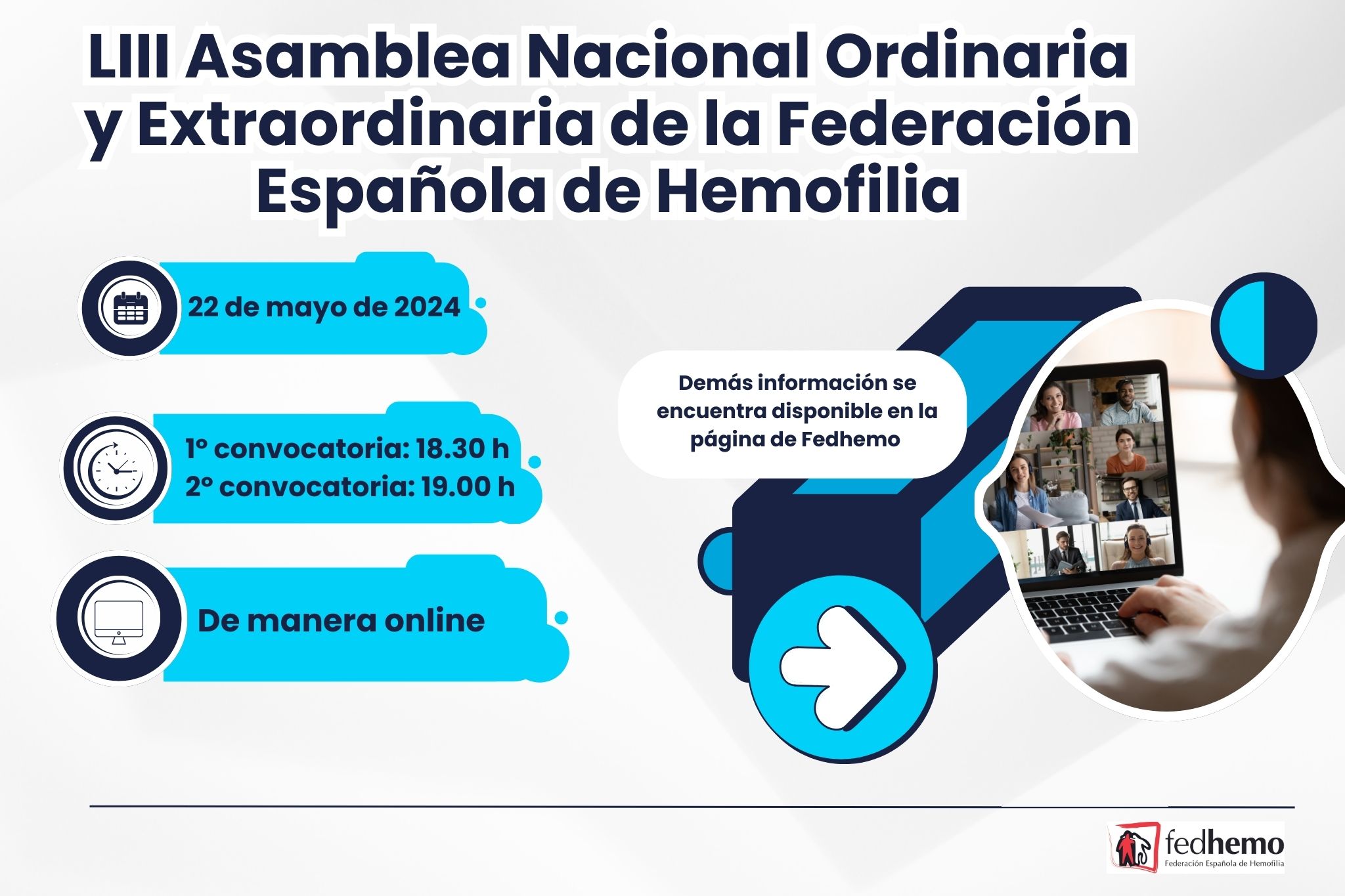 La LIII Asamblea Nacional de la Federación Española de Hemofilia rompe barreras: ¡Se llevará a cabo virtualmente el 22 de mayo!
